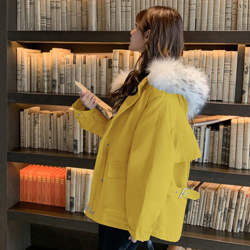 Manteau d'hiver femme ample à capuche en coton