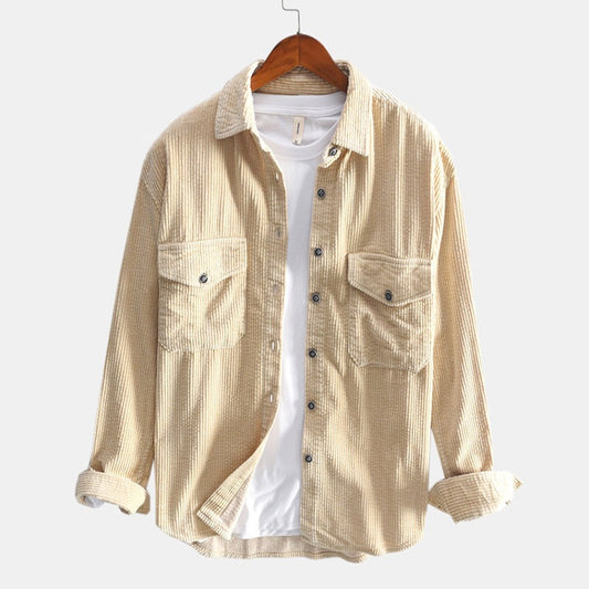 Chemise homme en velours côtelé à manches longues