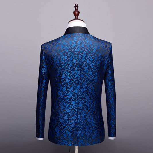 Costume homme pour mariage en bleu, noir, blanc et bordeaux