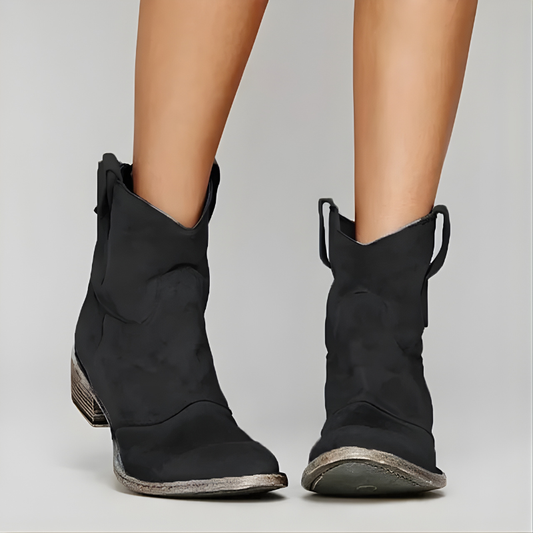 Bottines western femme vintage à zip latéral