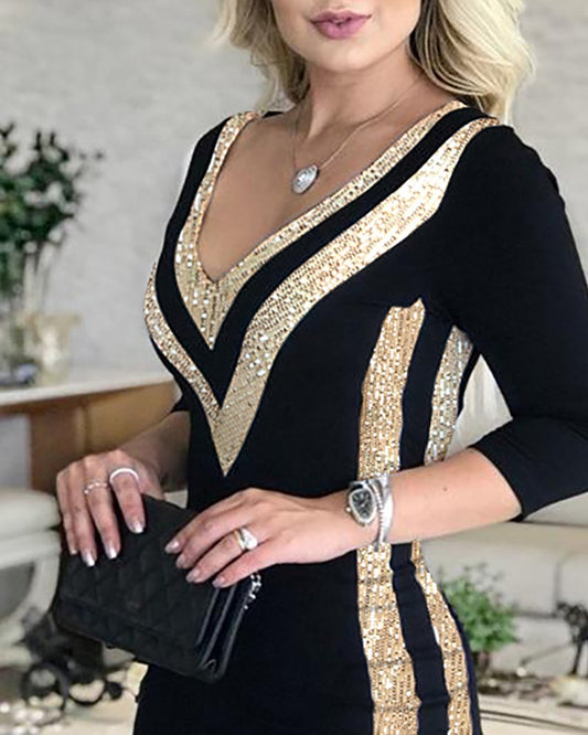 Robe à sequins femme pour soirée, vue de face
