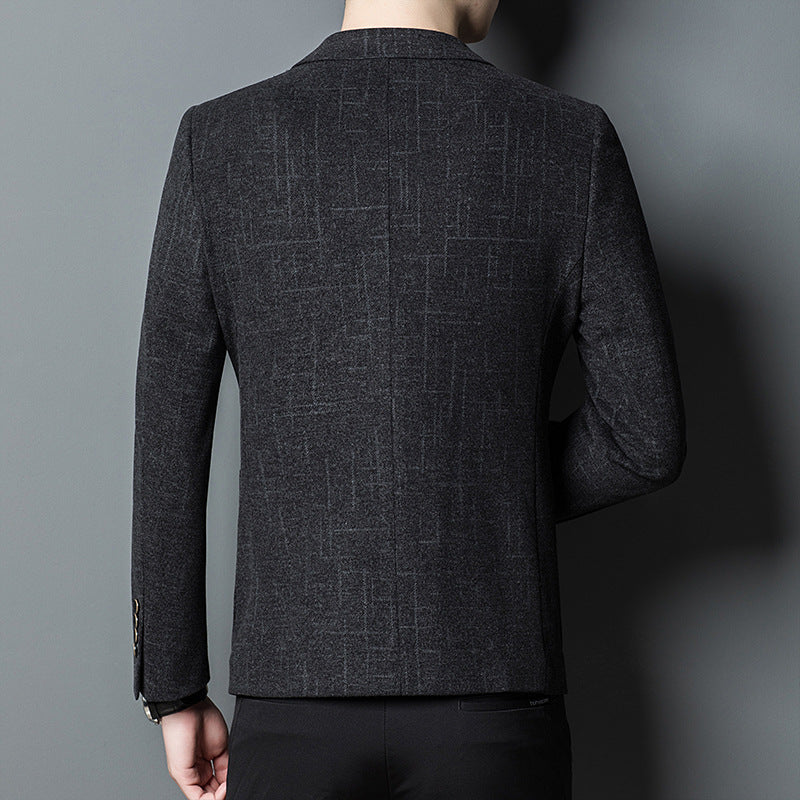 Veste homme noire jacquard col tailleur coupe slim