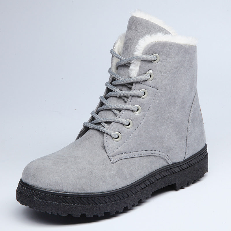 Bottines d'hiver femme doublées à lacets, tige haute