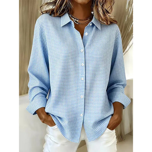 Chemisier femme vichy boutonné à manches longues