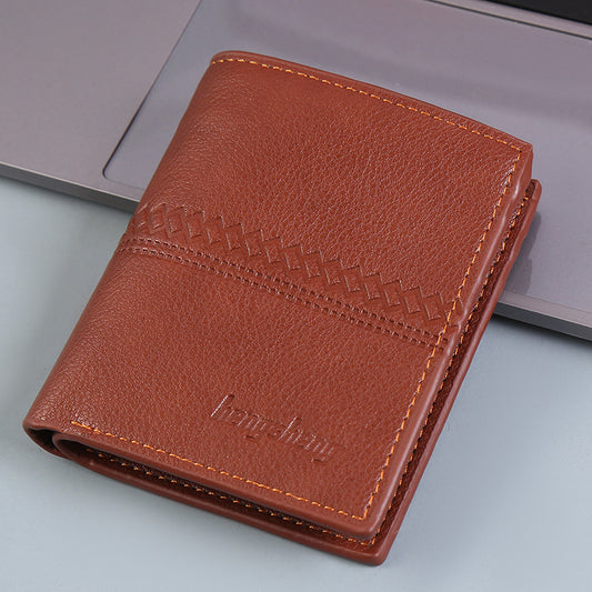 Portefeuille homme court noir à motif géométrique