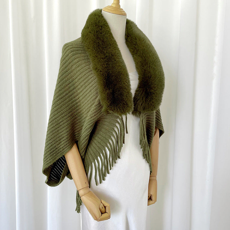Châle uni en maille pour femme en hiver