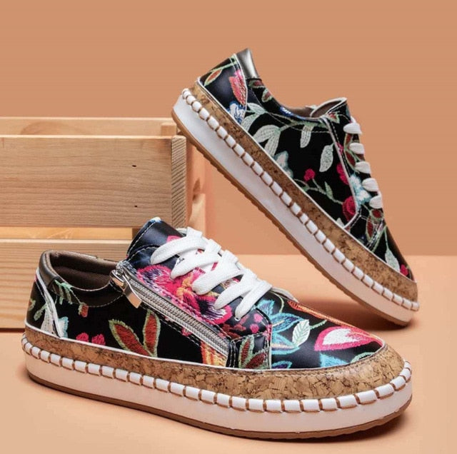 Adèle | Baskets Femme Bohème à Fleurs