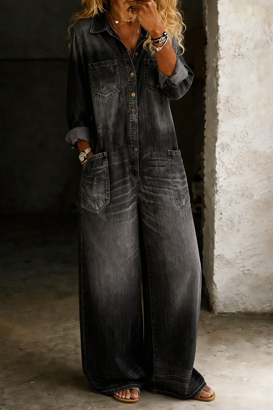 Léonie | Combinaison denim coupe ample