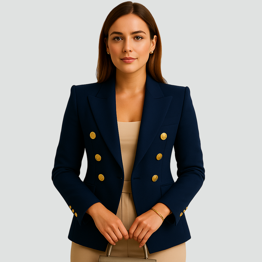 Blazer croisé femme à double boutonnage - bleu marine