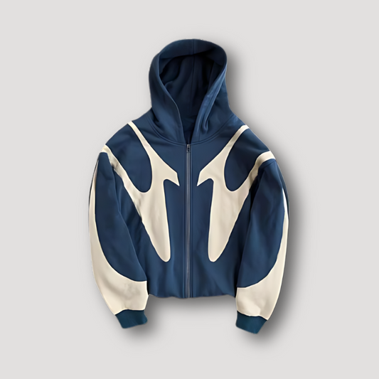 Sweat à capuche homme oversize zippé - bleu