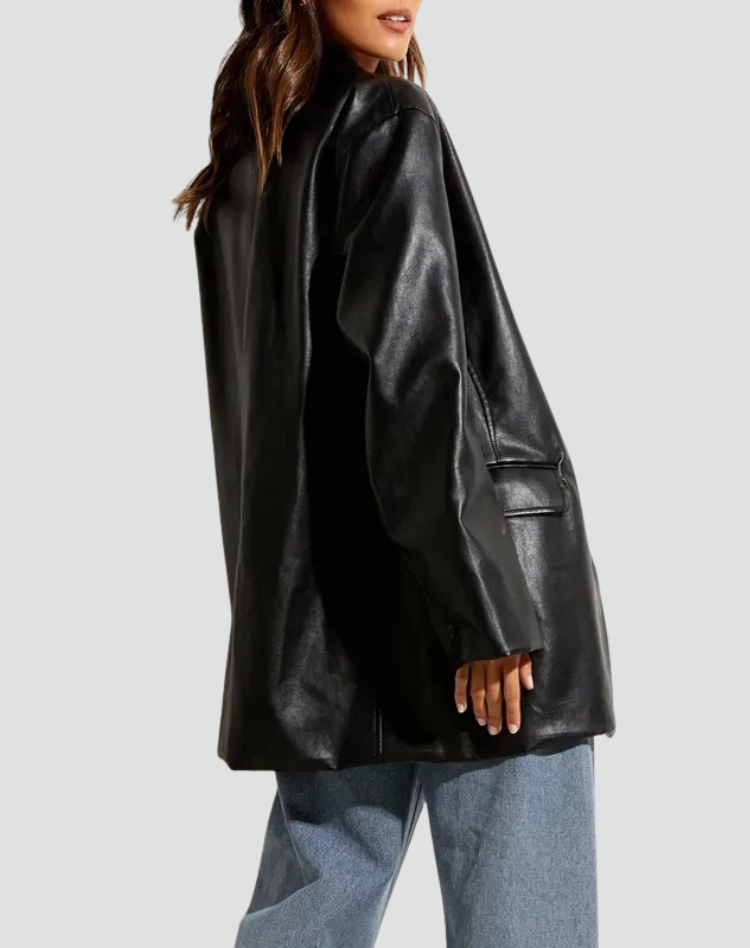Blazer oversize femme effet cuir