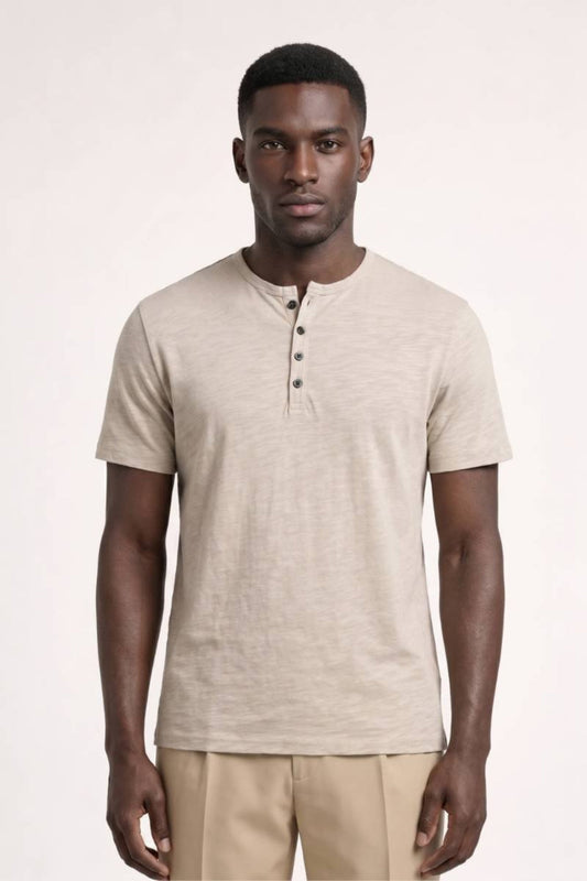 T-shirt Henley pour homme | Col rond à patte de boutonnage | Style décontracté et décontracté pour tous les jours