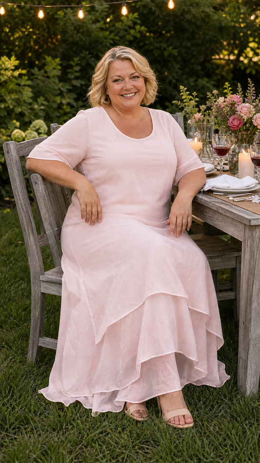 Robe longue fluide femme à col ouvert
