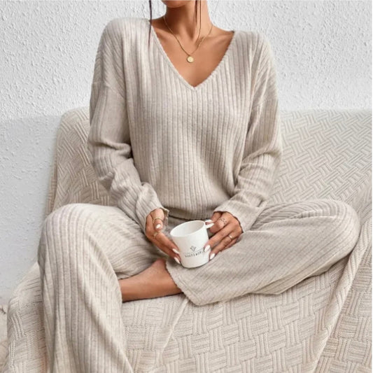 Carine | Ensemble détente en maille côtelée femme