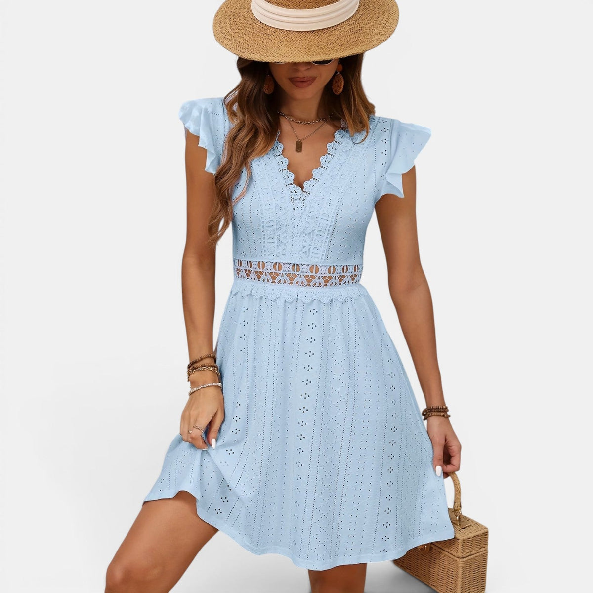 Robe brodée femme à motifs