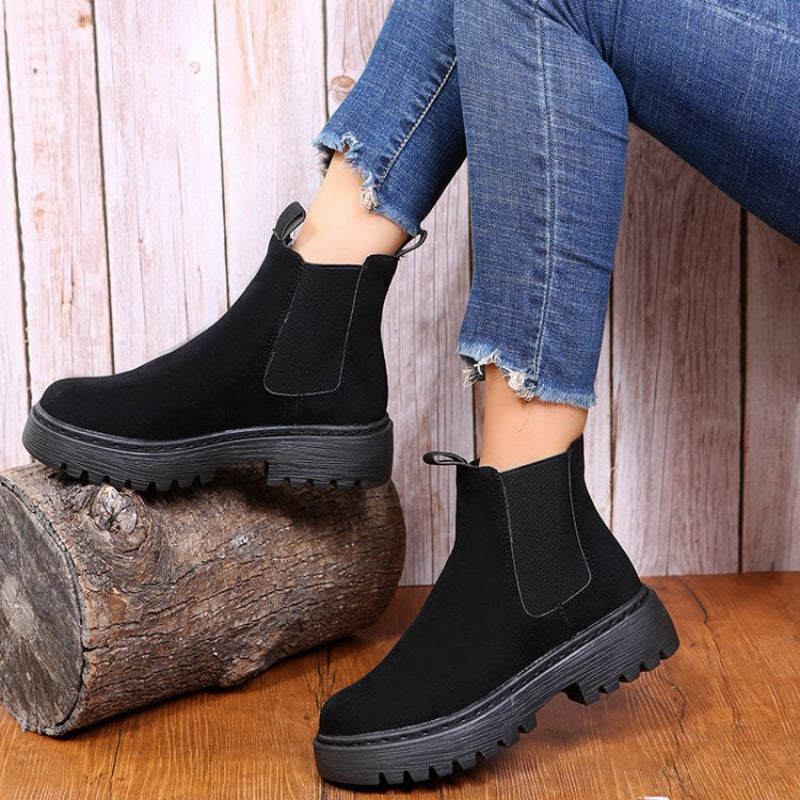 Bottines femme plateforme chelsea à élastiques latéraux et semelle crantée