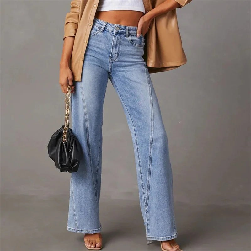 Jean femme coupe wide leg en denim