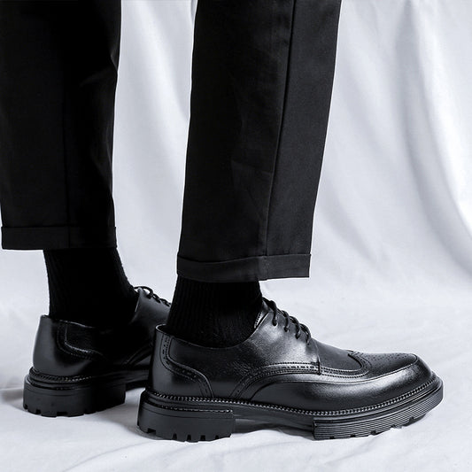 Chaussures en cuir noir à plateforme pour homme
