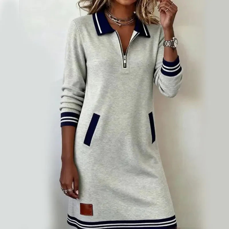 Robe mini polo à demi-zip pour femme