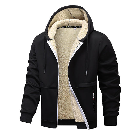 Veste à capuche zippée homme doublée sherpa, vue de face