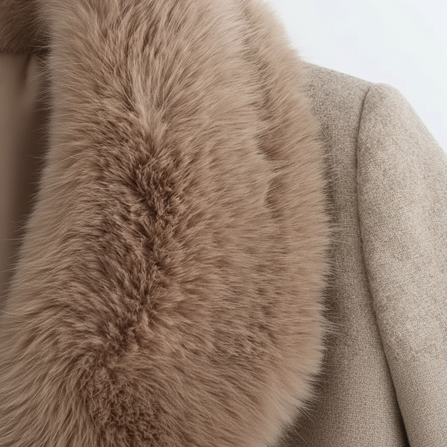Alexandrine | Manteau long femme col fourrure