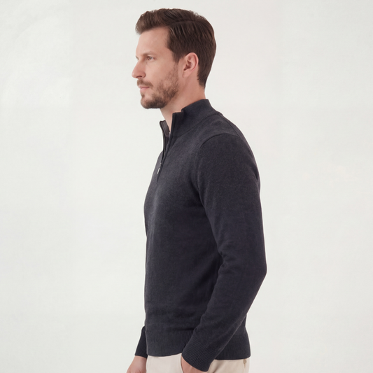 Pull homme en maille à demi-zip