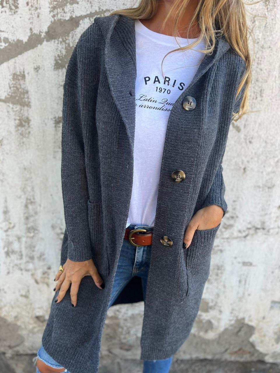 Eléa | Cardigan femme long à capuche