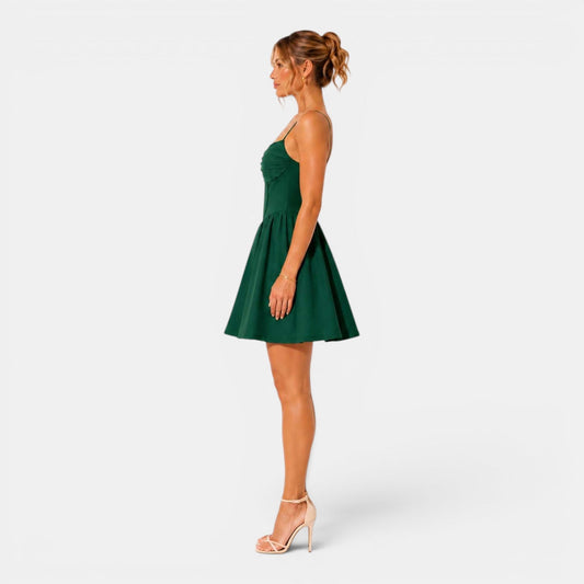 Robe courte femme plissée à bretelles