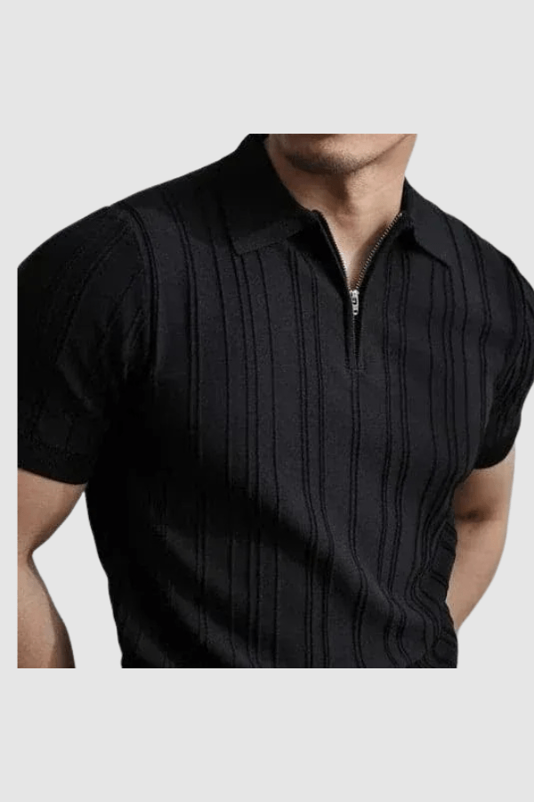 Polo homme à col ouvert - noir