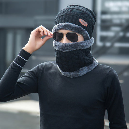 Bonnet d'hiver femme doublé polaire avec écharpe assortie