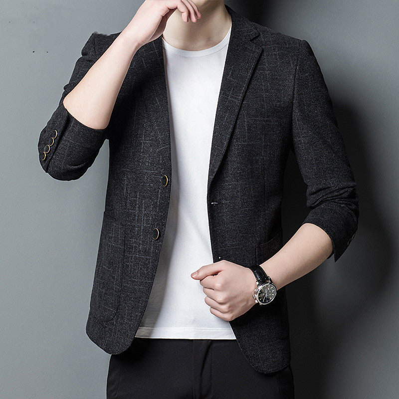 Veste homme noire jacquard col tailleur coupe slim