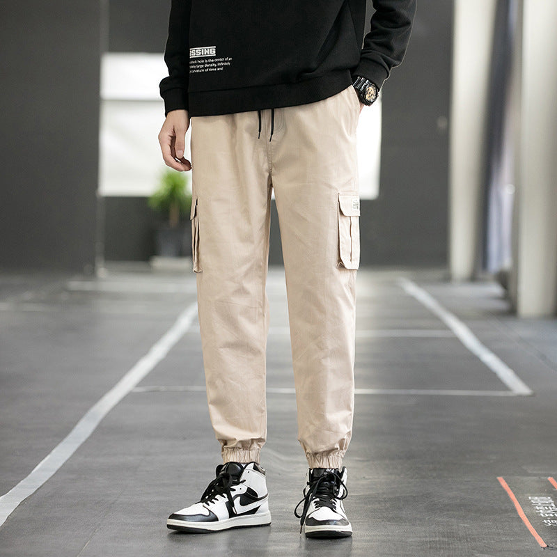 Pantalon cargo homme ample multi-poches en coton
