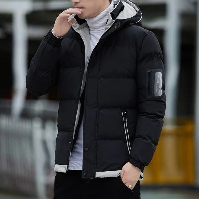 Doudoune homme matelassée à col montant, coloris noir