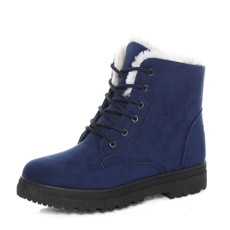 Bottines d'hiver femme doublées à lacets, tige haute