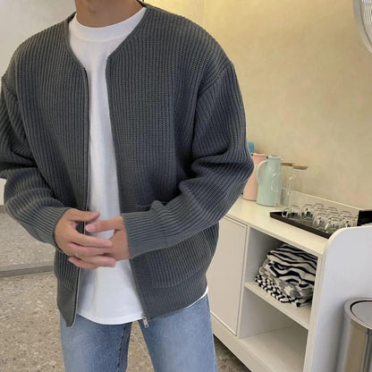 Cardigan zippé homme à col montant en maille