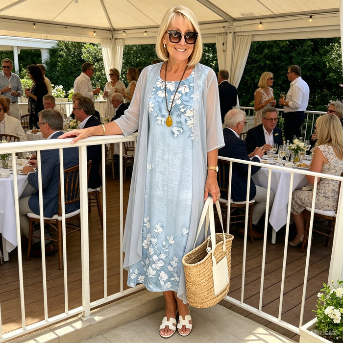 Élodie | Ensemble Deux Pièces Femme Robe et Kimono Floral