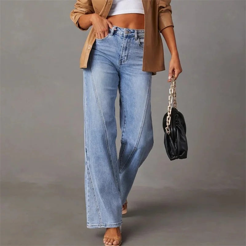Jean femme coupe wide leg en denim