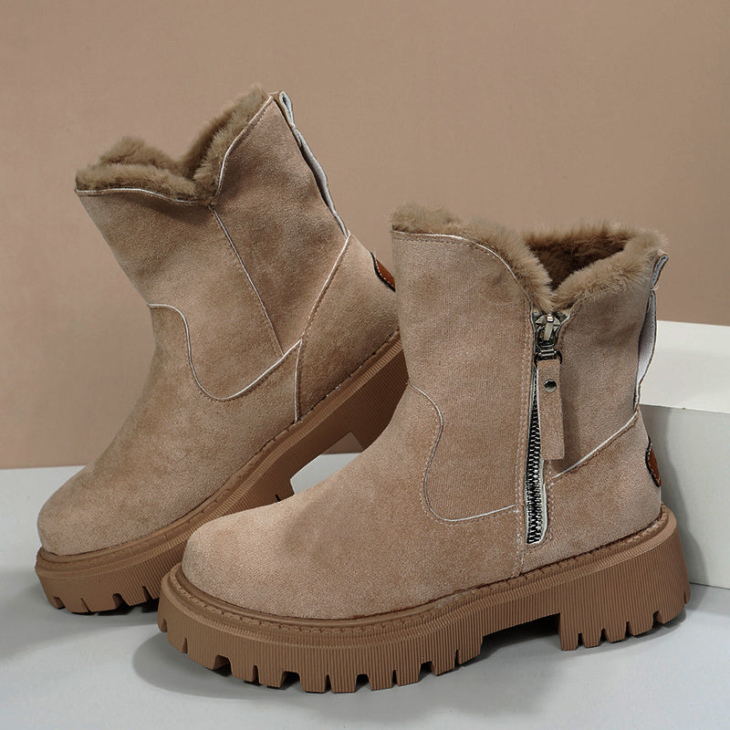 Bottes d'hiver fourrées femme noires et kaki