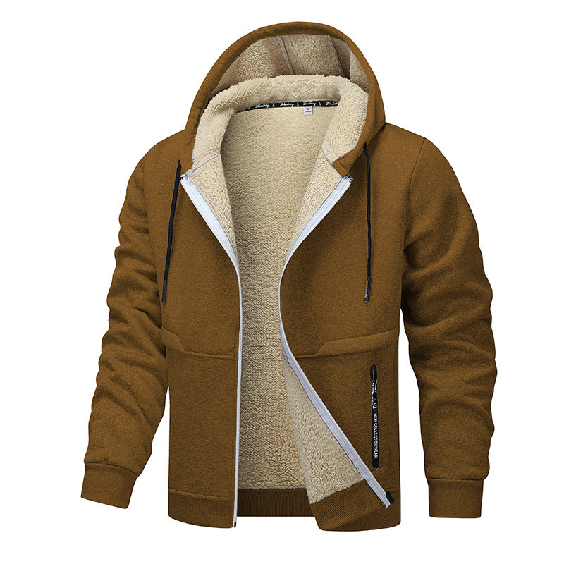 Veste à capuche zippée homme doublée sherpa, vue de face