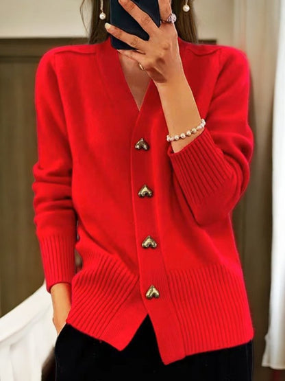 Cardigan femme long en maille ouverte - rouge