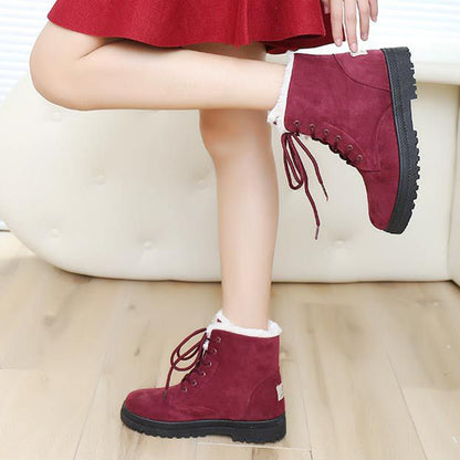 Bottines d'hiver femme doublées à lacets, tige haute