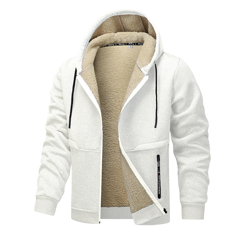 Veste à capuche zippée homme doublée sherpa, vue de face