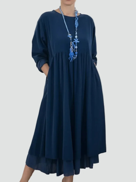 Robe midi femme à coupe fluide - bleu