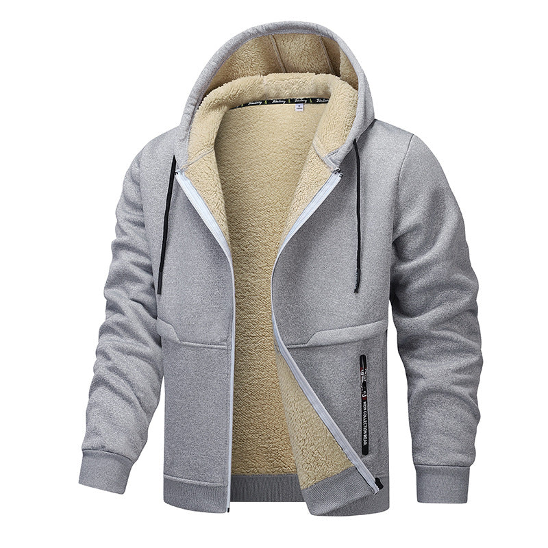 Veste à capuche zippée homme doublée sherpa, vue de face