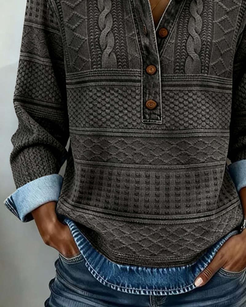 Sylvain | Haut maille effet denim col polo