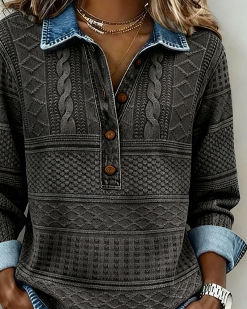 Sylvain | Haut maille effet denim col polo