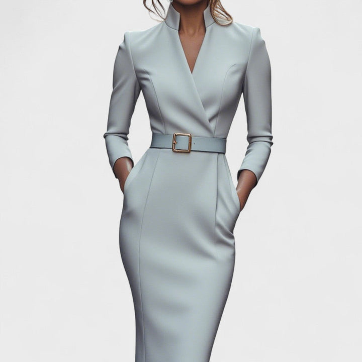 Fleur | Robe élégante ceinture col Mao