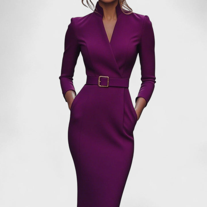 Fleur | Robe élégante ceinture col Mao