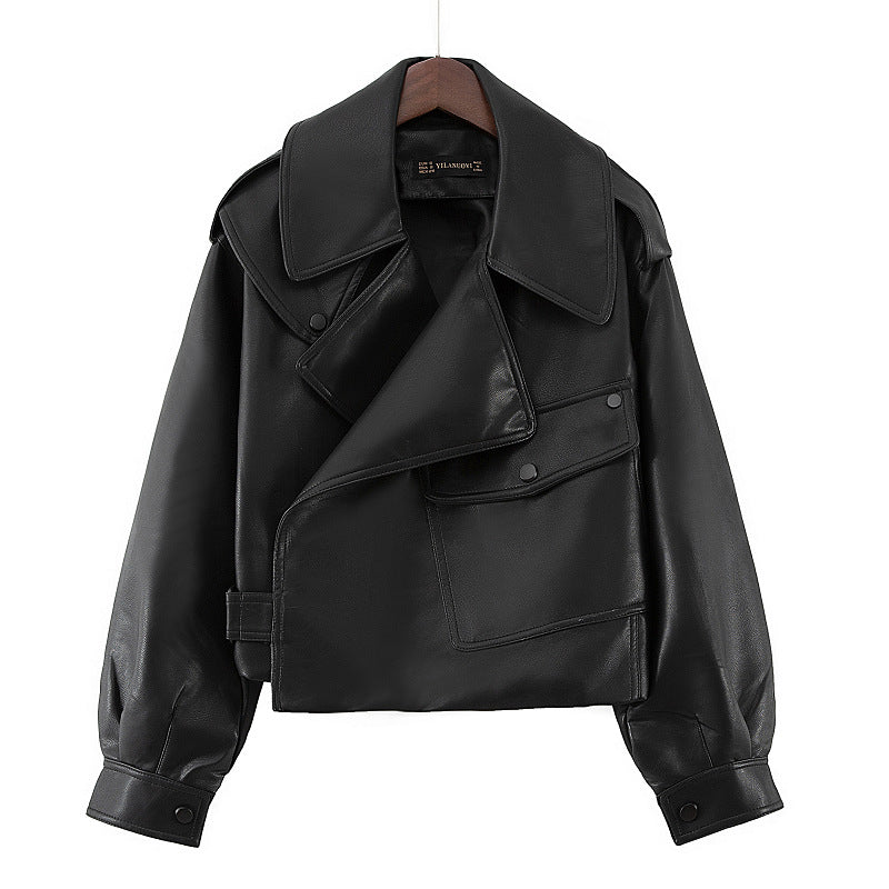 Veste motard courte femme avec zip, coupe slim