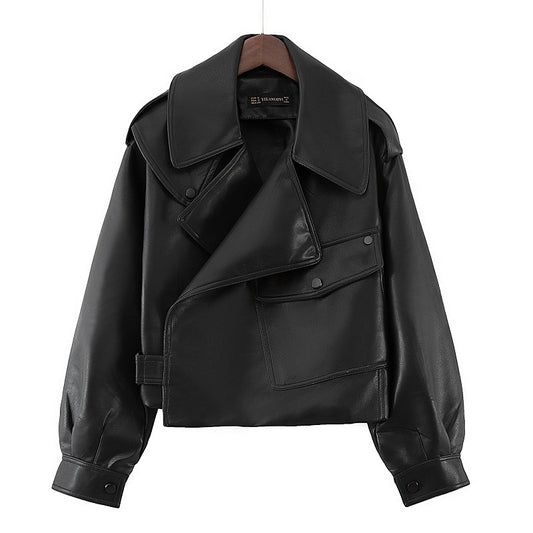 Veste motard courte femme avec zip, coupe slim
